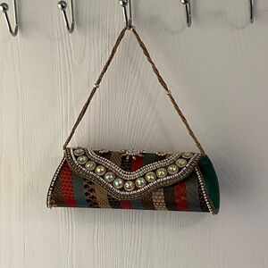 Multicolor Silk Beaded Clutch